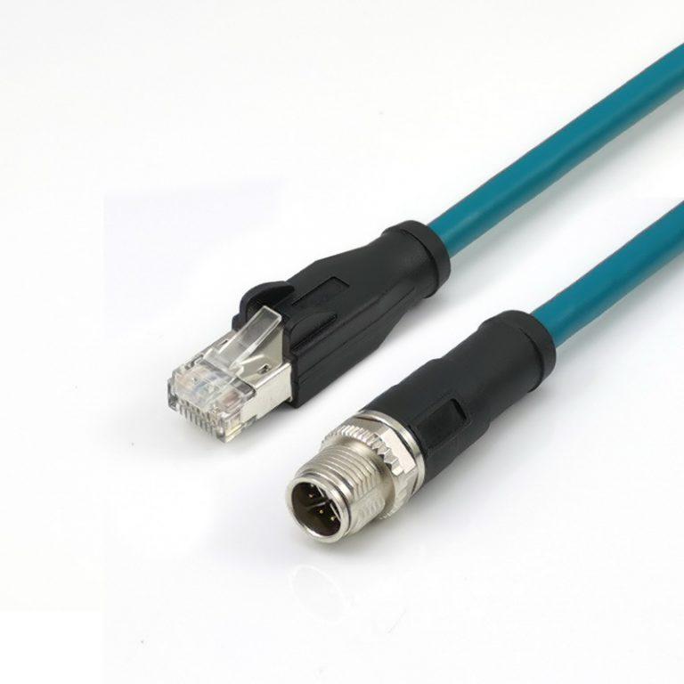 EtherCAT M12 X code Right Angle to RJ45 Cat6a Flexible Waterproof Cable ...