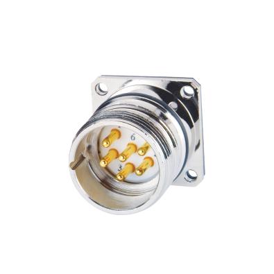 M23 Male Housing+Male Thread Signal Panel Front Mount Connector