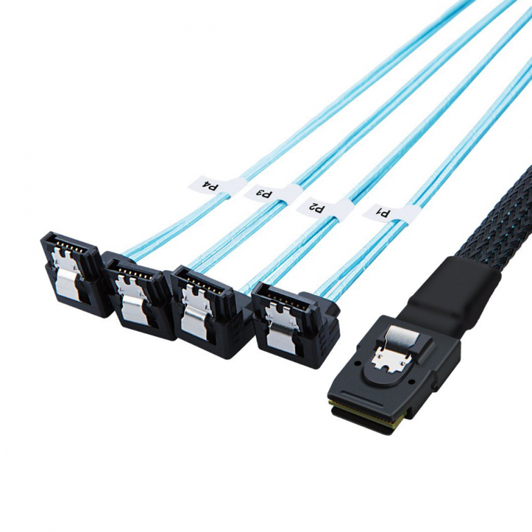 MINI SAS SFF-8087 to 4 Angled SATA server cable (1)