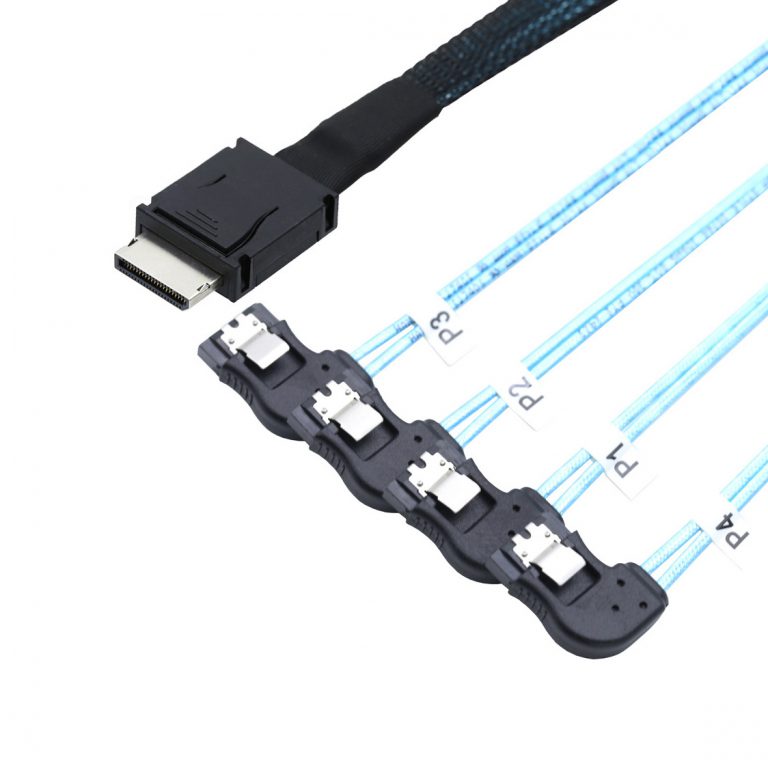 OCuLink PCI-Express SAS SFF-8611 4i to SATA 7P Right angled cable 1