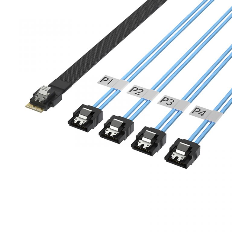 Slim SAS SFF-8654 4i to 4SATA server cable