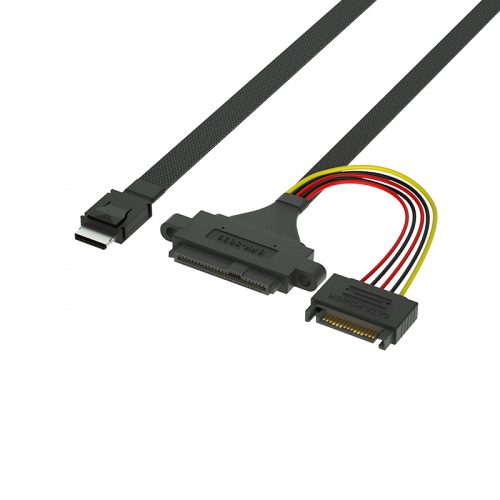 Oculink SFF-8611 to SFF-8639 with Panel mount +15P power cable